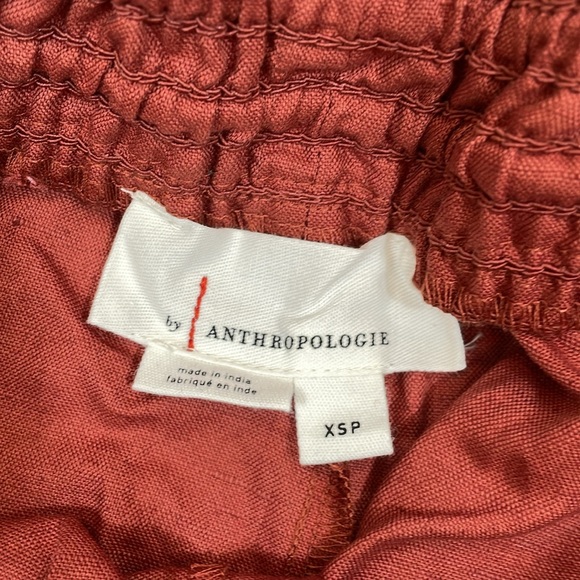 Anthropologie wide Leg Linen Pull-on Pants XSP Brown NWT - Picture 5 of 12